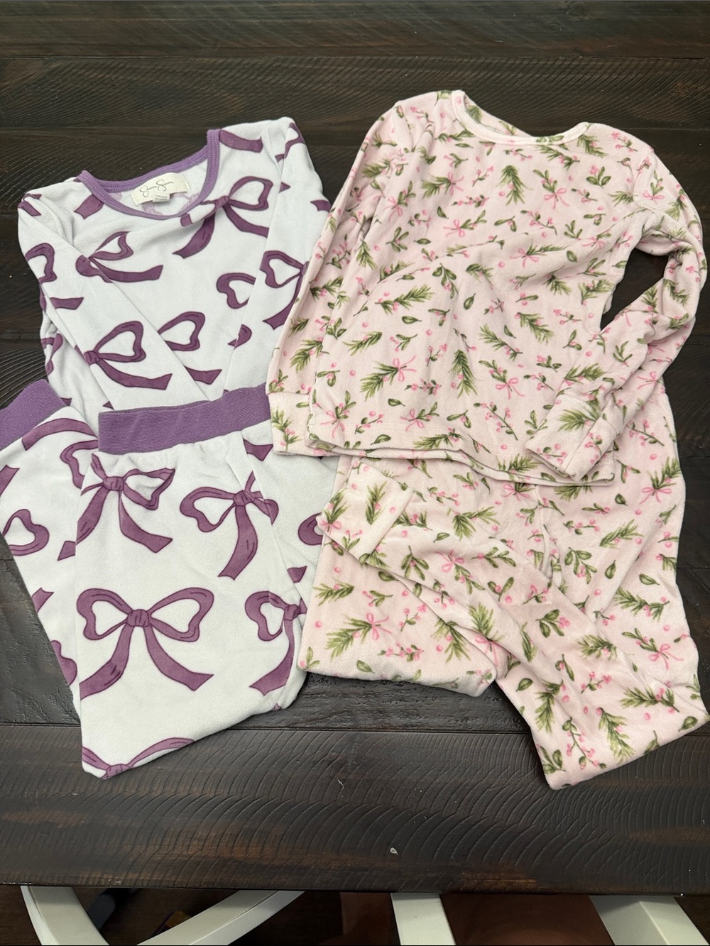 Girls Two-Pack Pajama Set - Pink Floral & Purple Bow